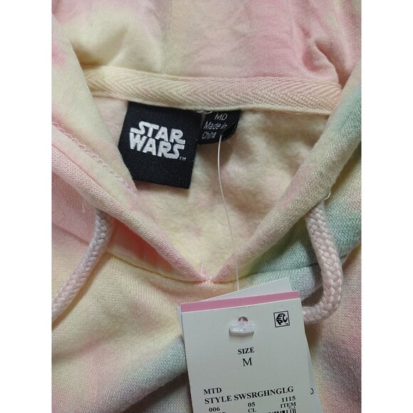 Star Wars Hoodie Junior's M Pink Tie Dye Graphic Logo Long Sleeve Pullover - Picture 4 of 4